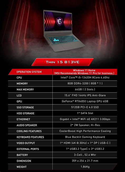 MSI Thin 15 B13VE